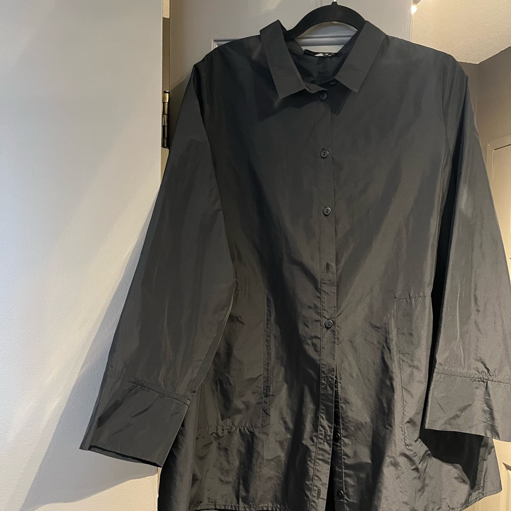 Black Oversized Button-Up Tunic